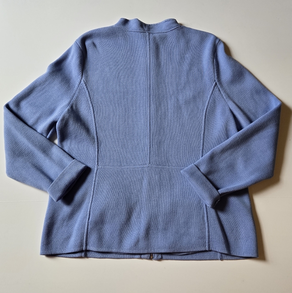 Talbots Women's Periwinkle Blue Zip-Up Cardigan Sweater – Soft Knit Jacket, Size - Picture 3 of 3